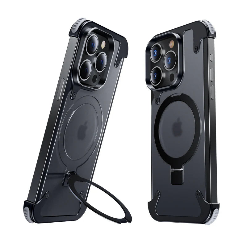 Magsafe magnetic matte phone case, frameless air bag, anti-fall, comes with small stand Suitable for iPhone 16-14