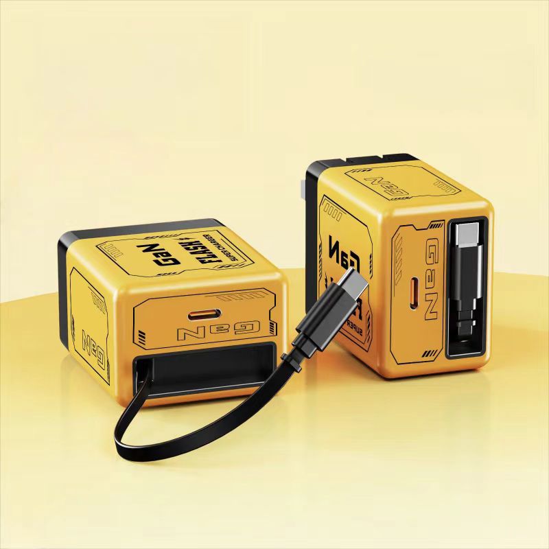 The cross-border 120W GaN dual-port PD fast charging head is compatible with the built-in retractable chargers of Apple and Huawei mobile phones