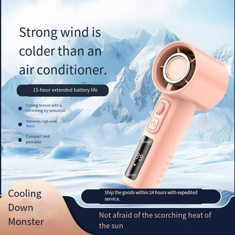 A portable hair dryer with 100-speed electric mini fan for drying hair