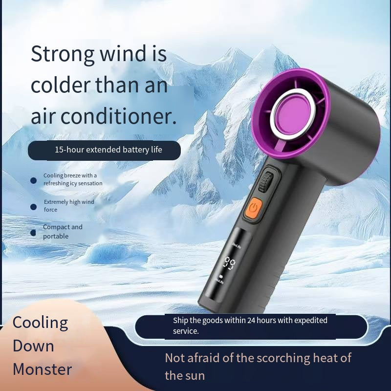 A portable hair dryer with 100-speed electric mini fan for drying hair